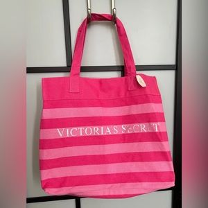 Victoria’s Secret Beach Tote Stripes Bag Pink